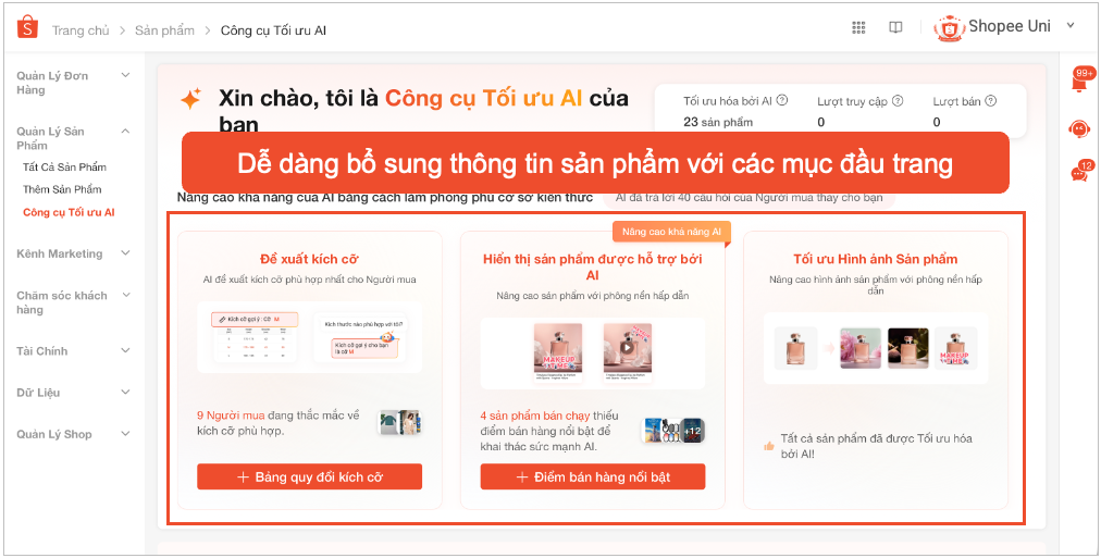 HƯỚNG DẪN NBH SỬ DỤNG CÔNG CỤ TỐI ƯU SẢN PHẨM AI TRÊN SHOPEE